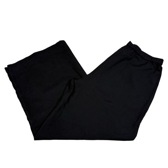Eileen Fisher Wide Leg Pants Black Small Side Zip Minimalist Lagenlook Ankle - Picture 2 of 8